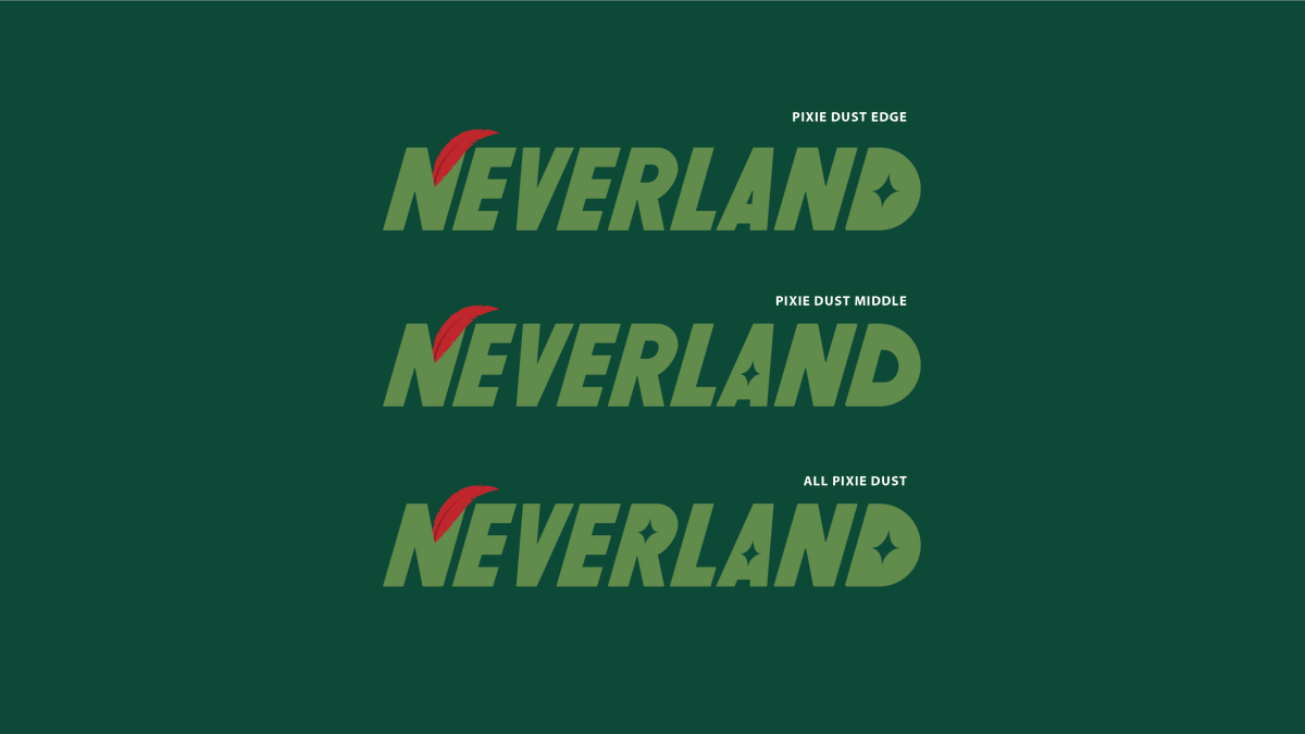hannahcdickens's tweet photo. Here’s a look into the process and design of my Neverland attraction logo! The bold custom type contrasts the delicate pixie dust / North Star detail and is topped off with a film reference. #waltdisneyworld #disneyland #disneyimagineering #imagineeringinabox #logodesign https://t.co/VLFsqoXSY1