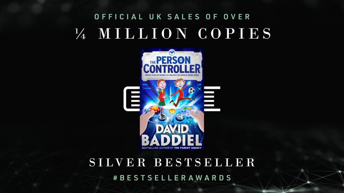 HarperCollinsCh's tweet photo. @Baddiel has won an astounding 4 Sliver awards at tonight’s @NielsenBook awards for #TheParentAgency, #HeadKid, #BirthdayBoy and #ThePersonController -  huge congratulations! 🎉
@BestsellerAwrds  #BestsellerAwards https://t.co/qiRSmVDzay