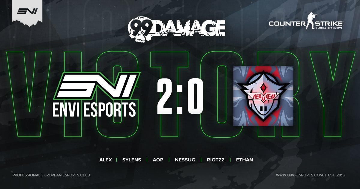ENViESPORTS's tweet photo. We secure a 2:0 victory in first match in @99DAMAGEde League #17  GGWP  #GOENVi #ENViESPORTS https://t.co/iOMf9IOe2p