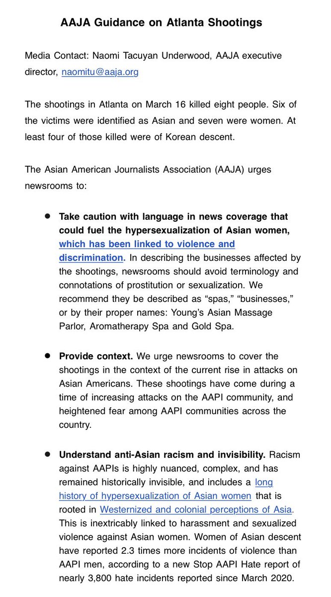 We’re troubleshooting @AAJA website, which is crashing from the traffic after we released guidance on covering the Atlanta shooting. It’ll be back up shortly, but please share these screenshots in the meantime. https://t.co/H7zuBRWDiJ