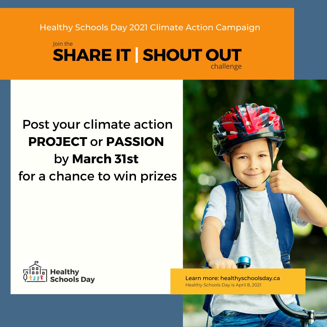 GreenTeacherMag's tweet photo. Share it! Shout out! Use the hashtag #HSDClimateAction and share your passion or project by March 31st for a chance at some great prizes! Learn more at https://t.co/SmwXvEebEQ
#ClimateChange #HealthySchoolsDay https://t.co/OTEUCCQzhx