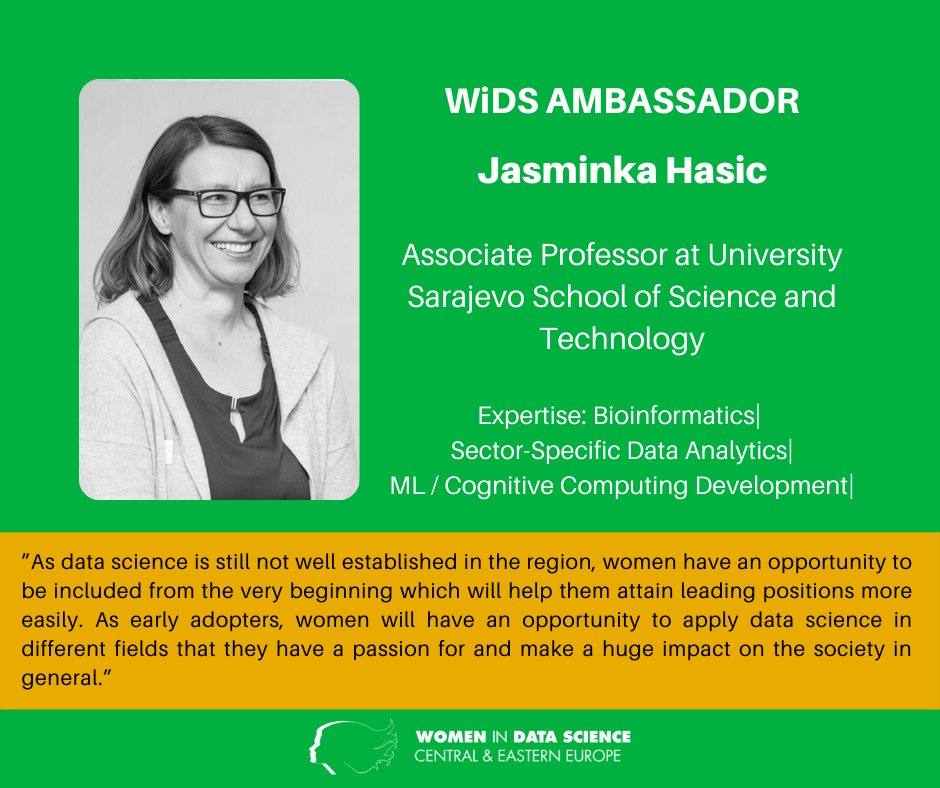 It takes an excellent team to organize such an amazing event as Women in Data Science Central and Eastern Europe Conference!🎉
Today let’s meet our WiDS Ambassador, <a href="/JasminkaHasic/">Jasminka Hasić</a>!
#wids #wids2021 #widscee