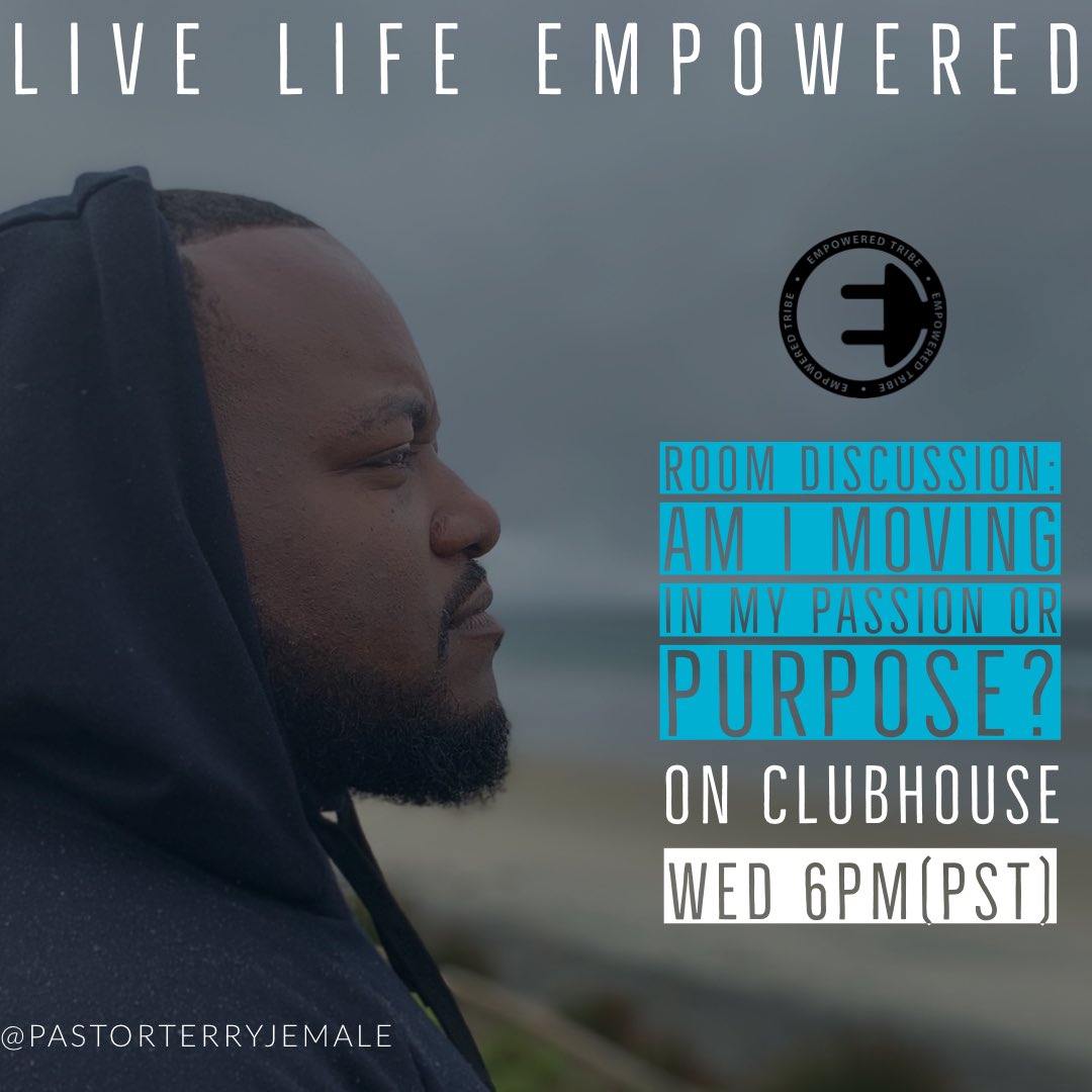 TerryJemale's tweet photo. I'm discussing “Am I moving in my PASSION or my PURPOSE?” with Ebanie Scott, @CoachSammyLove1, @MzzCareless, Neisha Knowles, and Jaymee Johns. Today, Mar 17 at 6:00 PM PDT on @joinclubhouse. Join us! https://t.co/6oKzvxk0RH https://t.co/GBIsf0CmKI