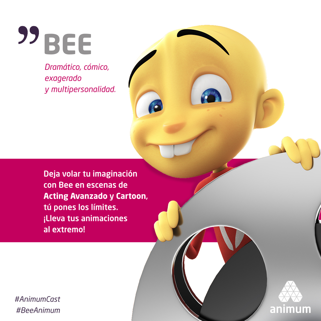animum3d's tweet photo. ¿Fan del estilo #cartoon? ¡Entonces te llevarás genial con Bee! Elige en el Máster de #Animación3D tu personaje del #AnimumCast y comienza la aventura 🚀 #animum3d #3d #escueladeanimacion #cine #videojuegos https://t.co/gbi4FbSCsD