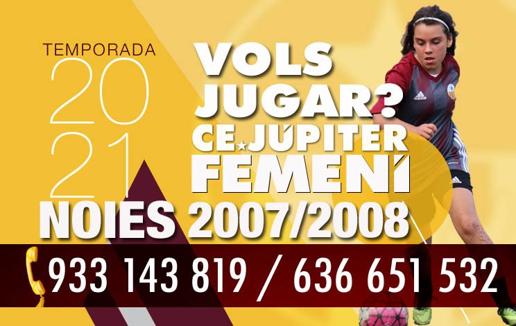 CE_Jupiter's tweet photo. FEMENÍ |
VOLS JUGAR. 
Cerquem jugadores nascudes el 2007 /2008.
T'estem esperant. 
📞 933 147 819

#SomJupiter #SomJupiterFem https://t.co/tIbFQEKNDi