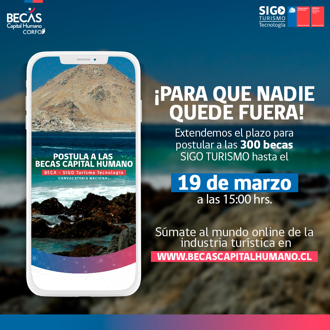 Todavía queda tiempo para ser parte de las becas SIGO Turismo. Accederás a clases, microcursos y asistencia técnica sobre digitalización para tu emprendimiento turístico. Inscríbete en bit.ly/3u7HMA6