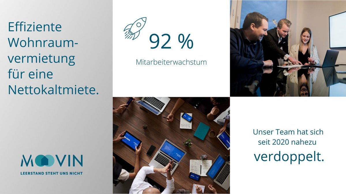 Wir setzen unseren #Wachstumskurs fort mit einem Mitarbeiterzuwachs von insgesamt 92 %. Somit haben wir unser Team seit Anfang 2020 nahezu verdoppelt und sind weiterhin auf der Suche nach neuen Talenten. #keeponmoovin 

#teamwork #gemeinsamwachsen #immobilien #vermieten #proptech
