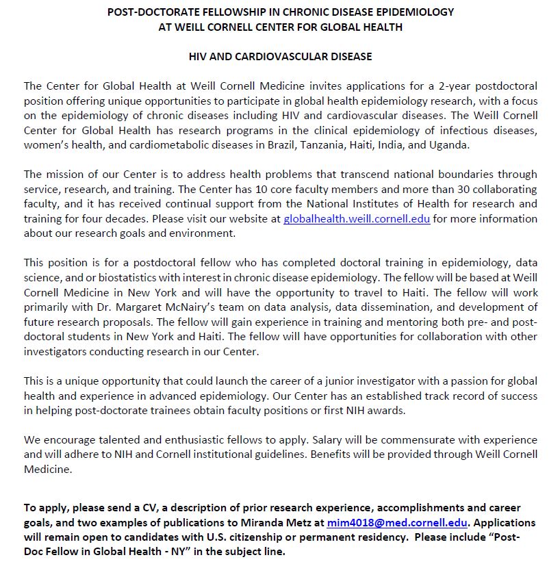 General Internal Medicine (@wcmgim) on Twitter photo APPLY TODAY! POST-DOCTORATE FELLOWSHIP IN CHRONIC DISEASE #EPIDEMIOLOGY <a href="/WeillCornellGH/">Office of International Medical Student Education</a>!
Please RT <a href="/MonikaSafford/">Monika SaffordMD</a> <a href="/JudyTungMD/">Judy Tung</a> <a href="/MesiAnita/">Anita Mesi</a> <a href="/JustinJWChoi/">Justin Choi</a> <a href="/mad_sters/">Madeline Sterling, MD, MPH, FAHA</a> #globalhealth APPLY TODAY! POST-DOCTORATE FELLOWSHIP IN CHRONIC DISEASE #EPIDEMIOLOGY <a href="/WeillCornellGH/">Office of International Medical Student Education</a>!
Please RT <a href="/MonikaSafford/">Monika SaffordMD</a> <a href="/JudyTungMD/">Judy Tung</a> <a href="/MesiAnita/">Anita Mesi</a> <a href="/JustinJWChoi/">Justin Choi</a> <a href="/mad_sters/">Madeline Sterling, MD, MPH, FAHA</a> #globalhealth