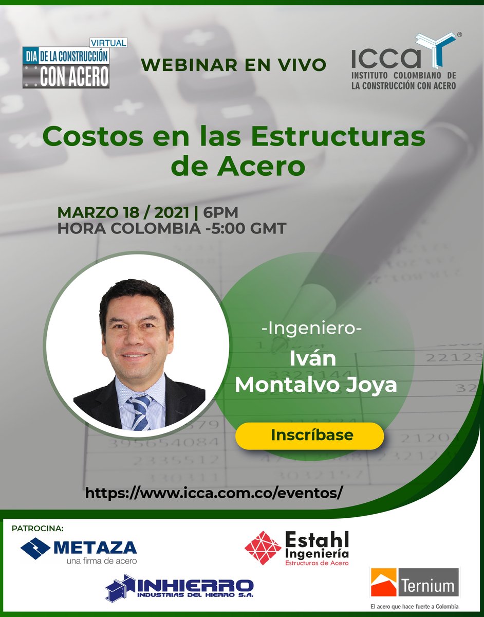 ¡No se pierda nuestro próximo WEBINAR: Costos en las estructuras de acero!

Jueves 18 de marzo de 2021

Inscríbase en lnkd.in/eHC6BaQ