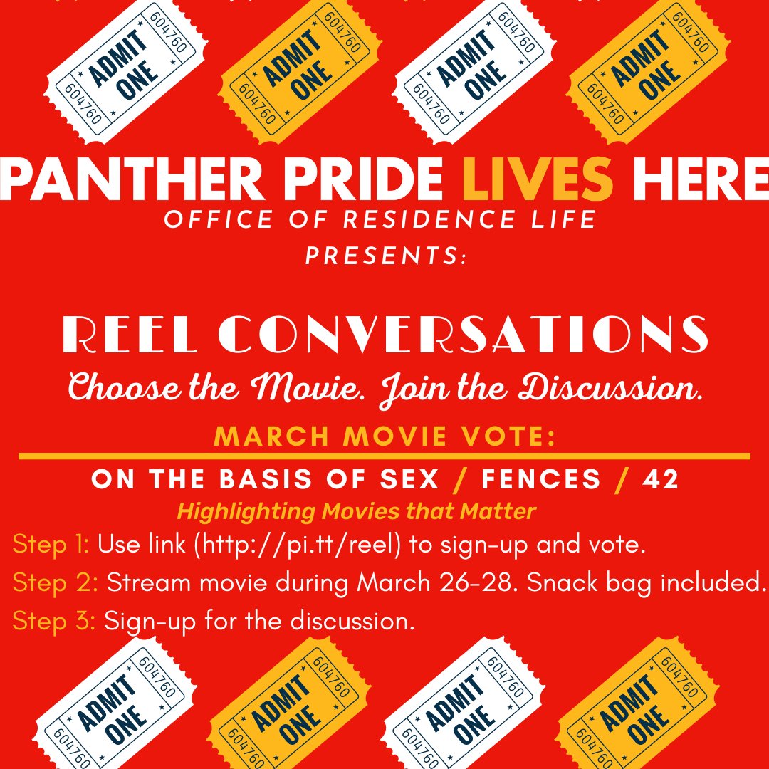 Reel Conversations is a program that allows residents to vote, watch, and participate in a discussion on movies that matters! We will provide everything! The movie, snacks and facilitators for after party discussion. You’ve just got to sign up and bring yourself http://pi.ty/reel
