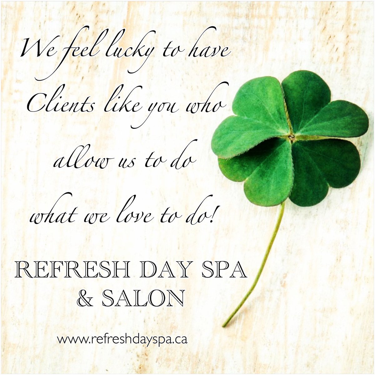 🍀 Happy St. Patrick’s Day 🍀 #FeelingLucky #LoveOurClients #StPatricksDay #RefreshDaySpa #MarchMadnessDailySpecials #RefreshFamily #ShopLocal #CelebrateSafely  #SupportSmallBusinesses