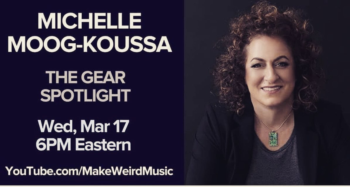 Michelle Moog-Koussa (@themoogstress) on Twitter photo Today at 6pm (ET) with Andre Cholmondeley. Come hang out with us as Dre takes a deep dive into the Moog Legacy.
YouTube.com/MakeWeirdMusic
#moog #bobmoog #moogsynthesizer #synthesizer #synth #bobmoogfoundation #moogseum #mooglegacy Today at 6pm (ET) with Andre Cholmondeley. Come hang out with us as Dre takes a deep dive into the Moog Legacy.
YouTube.com/MakeWeirdMusic
#moog #bobmoog #moogsynthesizer #synthesizer #synth #bobmoogfoundation #moogseum #mooglegacy