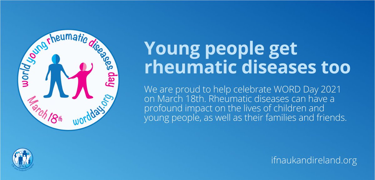 It's #WORDDay2021 tomorrow! To help raise awareness of #rheumaticdiseases in children and young people, @WORDDay_org are hosting two exciting webinars on March 18th and 20th. Click the link below for details, including how to register! 

ifnaukandireland.org/word-day-2021/