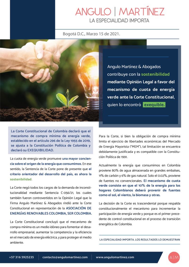 Felicitamos a (<a href="/jja2011/">Juan José Angulo</a>), director de Transición Energética, por su labor en un fallo histórico, que respalda el concepto de sostenibilidad desde el enfoque ESG (Ambiental, Social y Gobernanza) y lo prioriza como criterio estructural del desarrollo económico de Colombia 👏🏼👏🏼