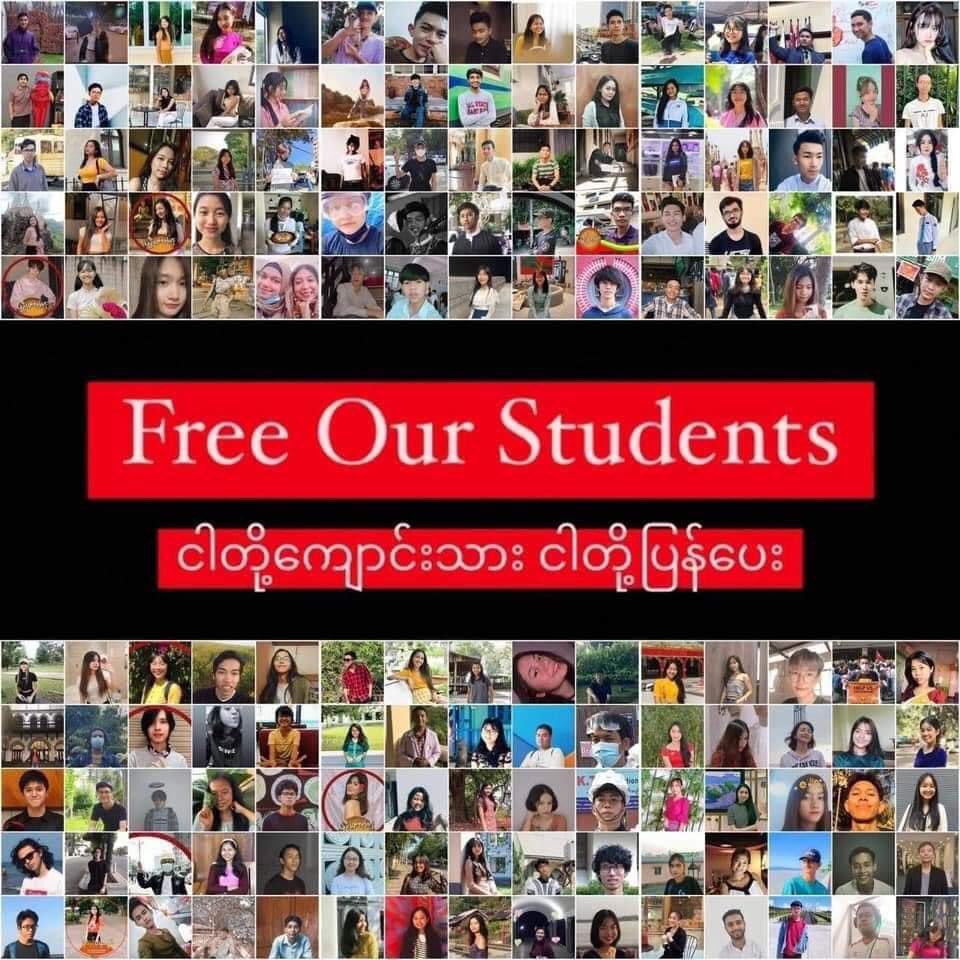 ChenSandar's tweet photo. 322 students were arrested during a peaceful strike in Tamwe, Yangon, and are detained in the Insein prison. They are sued with Penal Code 505(A), for so-called attempt of treason. They cannot be charged with a crime they never committed.#freeourstudents  #WhatsHappeningInMyanmar https://t.co/TbYYUDQCXI