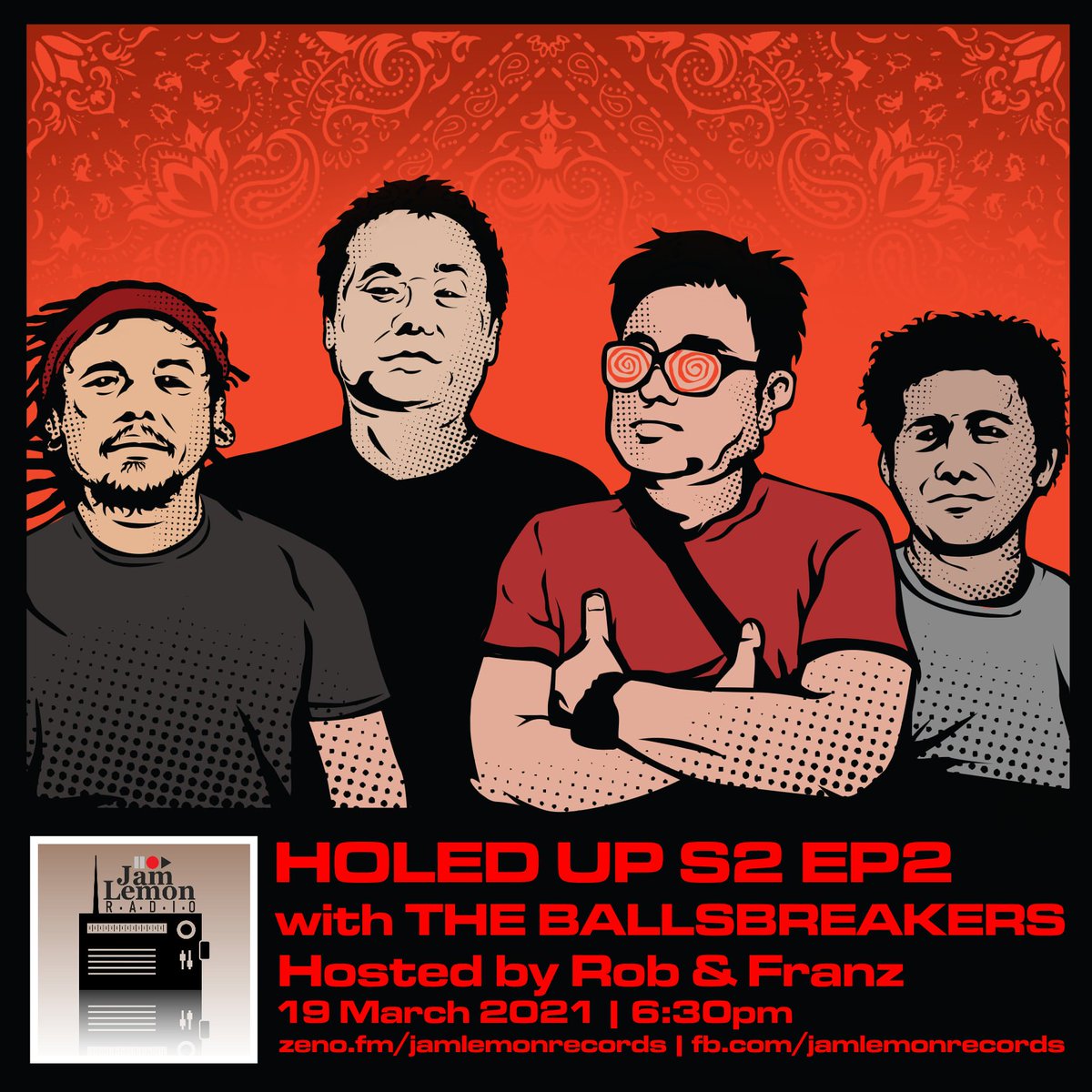 jamlemonrecords's tweet photo. Continuing Season 2 of Holed Up! where we interview artists, experts, &amp; professionals, we're having The Ballsbreakers for Episode 2! With an upcoming single and their 2nd album along the way, join us as we interview our hard-rocking hard-working friends in Mindanao. https://t.co/HZBdb73QAK