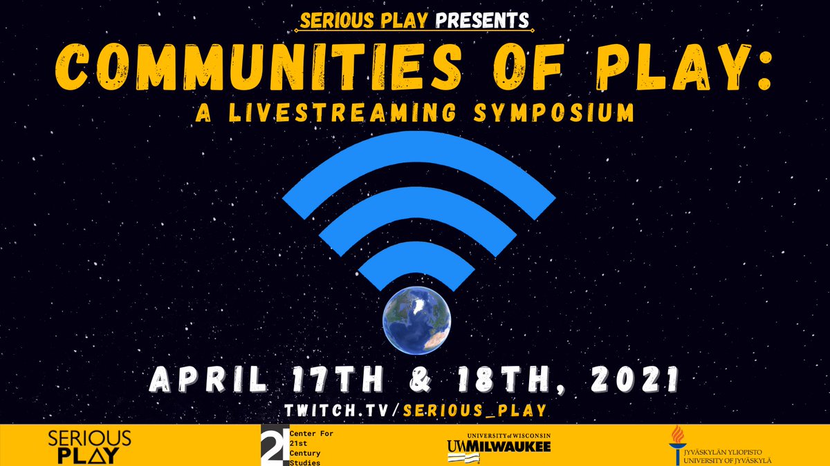 UWM_DCC's tweet image. We are 1 month away from COMMUNITIES OF PLAY, a 2-day livestreaming symposium hosted by Serious Play! On 4/17 we will be hosting our colleagues at U of Jyväskylä. On 4/18, tune in at 12 PM C. for our US Keynote Speaker, UW Madison's Krista-Lee Malone. Stay tuned for more details!