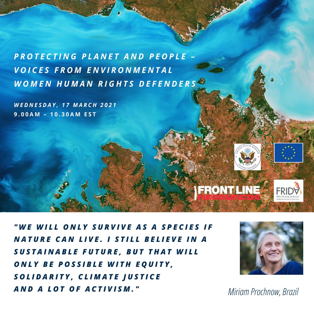 EUatUN's tweet photo. "Deforestation is rampant in #Brazil. We need to empower people to defend the environment through the promotion of education for all communities & ensuring effective participation."
Miriam Prochnow shared her experience defending people & the planet in Brazil. #EUatCSW65 https://t.co/oxocthAIrf