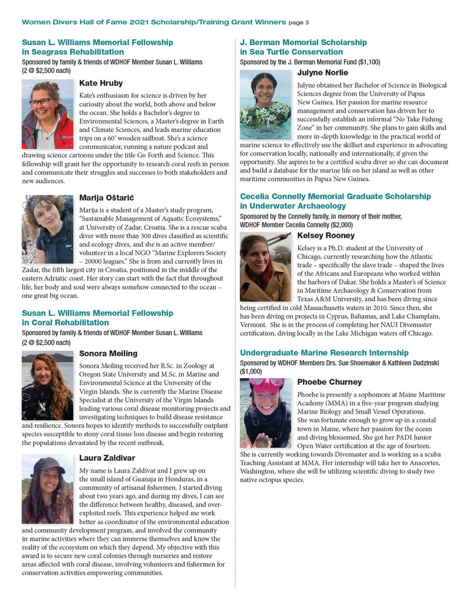 TheWDHOF's tweet photo. We are proud to announce the WDHOF 2021 Scholarship & Training Grant recipients. We received 309 applications and awarded $68,400 to 47 individuals who are passionate about our water planet. To learn about each recipient follow us here: https://t.co/HbAT9G5oAb #WDHOF https://t.co/lcEe07SrQE