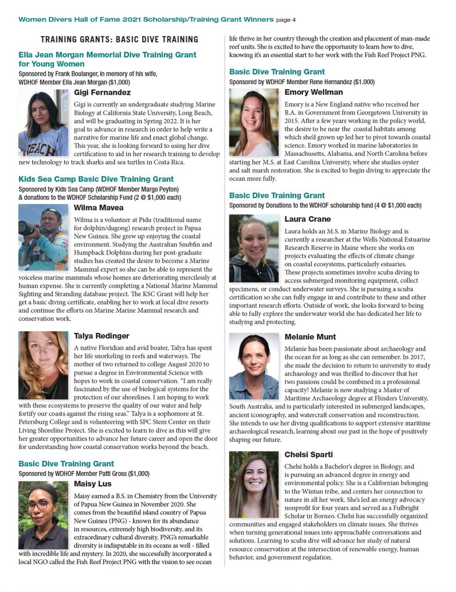 TheWDHOF's tweet photo. We are proud to announce the WDHOF 2021 Scholarship & Training Grant recipients. We received 309 applications and awarded $68,400 to 47 individuals who are passionate about our water planet. To learn about each recipient follow us here: https://t.co/HbAT9G5oAb #WDHOF https://t.co/lcEe07SrQE