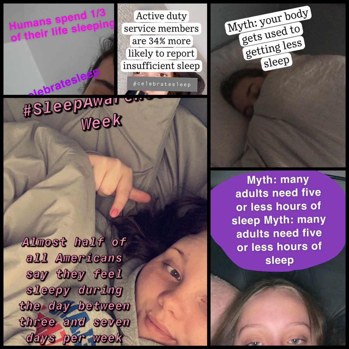 ClubSadd's tweet photo. It’s Sleep Awareness Week! Each day this week we’ll be sharing pictures of our members debunking sleep myths, and pictures with facts on how to sleep better. #celebratesleep #sleepawarenessweek https://t.co/nasEgY2npJ
