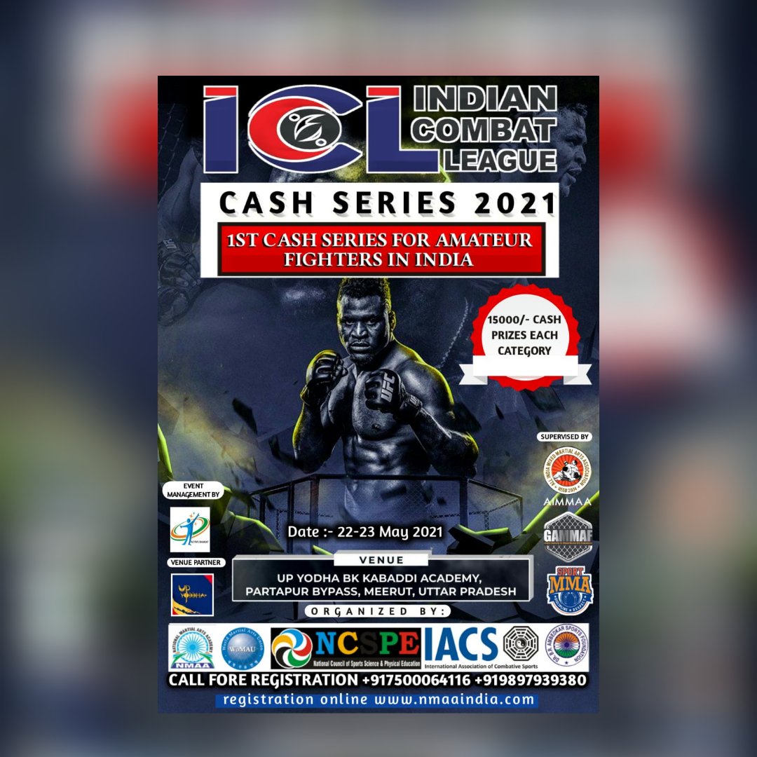 RkBharat3's tweet photo. ICl Indian Combat League Cash Series-2021 ,Meerut UP On 21-23 May.
#MMATwitter #mmastreams @mmafedindia @UrijahFaber @danawhite @ufc @MixedMartialAr @KarateCombat @master_bharat @KarateCombat #karate #tkd #BoxingDiary #grappling #MotivationalQuotes #gymlife https://t.co/pcjF60flxc