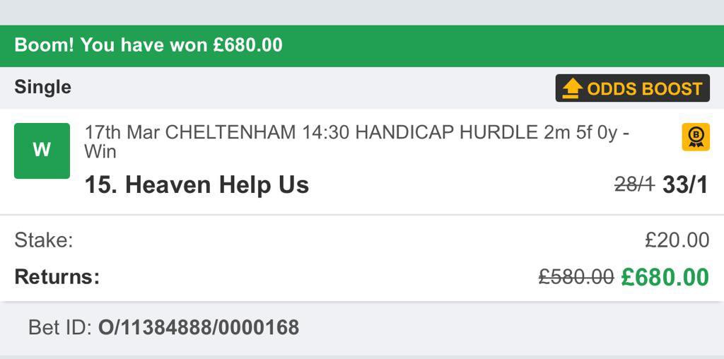 BookieBashersNG's tweet photo. Sam’s done it again!! What a tip!! 🙌🙌

#cheltenhamfestival #BookieBashers https://t.co/nx8SbU0Bzw
