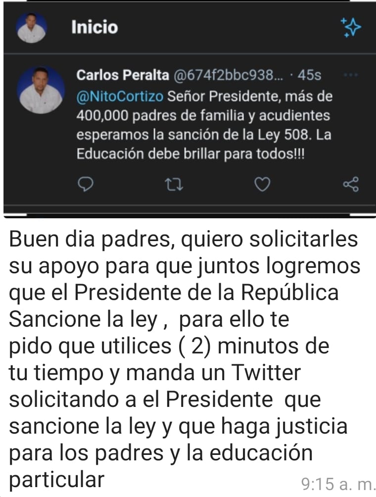 Señor <a href="/NitoCortizo/">Nito Cortizo</a> le pedimos haga justicia y le ponga un stop a estos corsarios de la educación privada en todos los niveles, el pueblo confía en usted