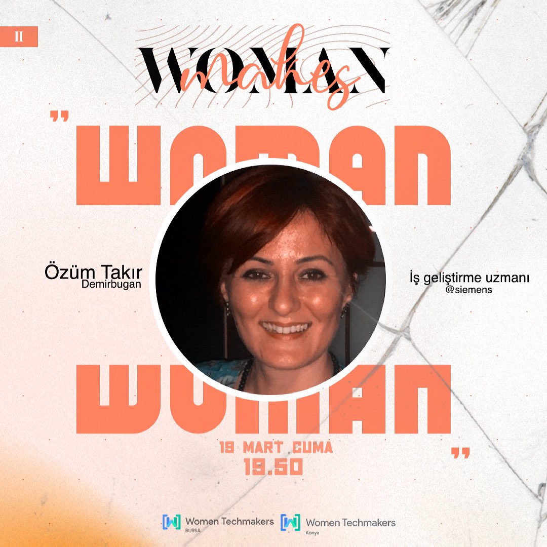 Herkese merhabalar🤩
19 Mart Cuma günü düzenlemiş olduğumuz “Women Makes” etkinliğimizin ikinci konuşmacısını duyurmaktan mutluluk duyuyoruz ! Siemens’ten İş Geliştirme Uzmanı Özüm TAKIR DEMİRBUGAN Kadınlara Çalışma Hayatının Getiri ve Zorlukları sunumuyla bizlerle olacak!
