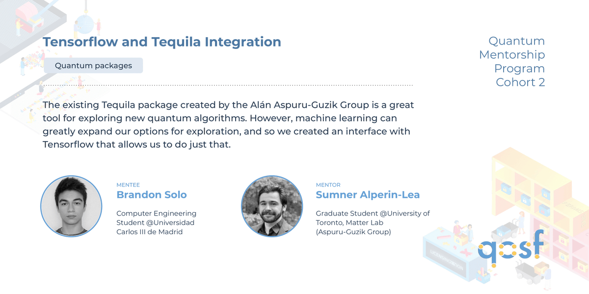 qosfoundation's tweet photo. QOSF #mentorship project highlight 🎉

💻 Tensorflow and Tequila Integration
🔗 https://t.co/W5v1H2i0yW 

Mentee: Brandon Solo
Mentor: Sumner Alperin-Lea https://t.co/XWVeTQyB3t