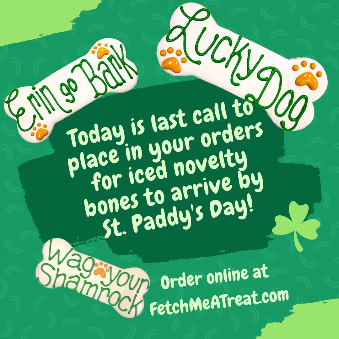 FetchDogTreats's tweet image. Wow! Your doggo is sure lucky to have a nice and thoughtful human like you to treat them on Saint Patty&apos;s Day. All Fetch! treats and cookies are made-to-order. So don&apos;t forget to place in your orders today! 

#GoFetchHappy #SaintPaddysyDay2021 #LuckyDog #SaintPatricksDay