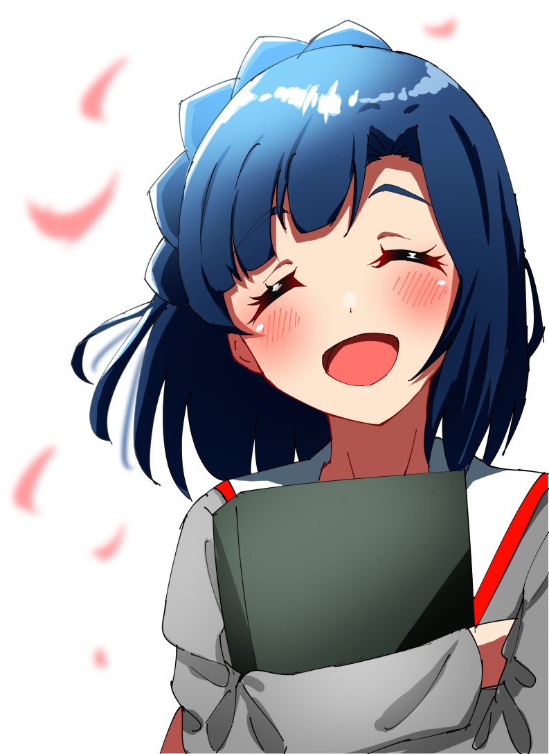 nanao yuriko 1girl blue hair solo closed eyes smile blush open mouth  illustration images