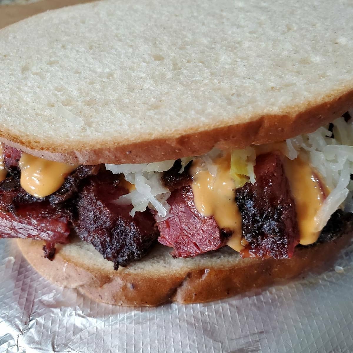 scoutsbbq's tweet photo. TODAY ONLY!  Corned Beef Burnt Ends.  Available by themselves or on rye bread with sour kraut and thousand island dressing. From 11 til sold out at Louisburg Tire and Automotive https://t.co/3oAxsgAebk