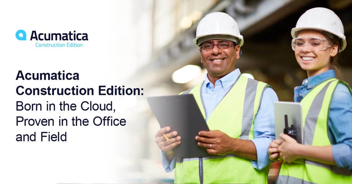 mwmullin's tweet photo. The construction industry may want to know that the Acumatica Construction Edition was “born in the cloud” and provides great benefits not found elsewhere.  https://t.co/Ygoxn0OFey https://t.co/5sS4WejGkK
