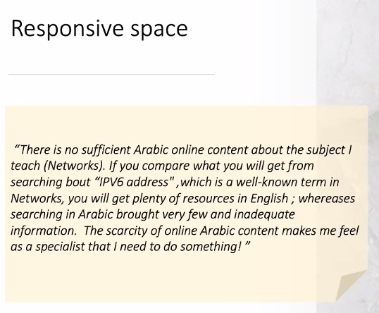 AdrianaGWilde's tweet photo. Nada Alsayegh @EdinburghUni has highlighted one of the reasons why MOOCs in languages other than English can address global information inequalities.  Interesting research showcased #OUFlan https://t.co/yTA9CbgTiw