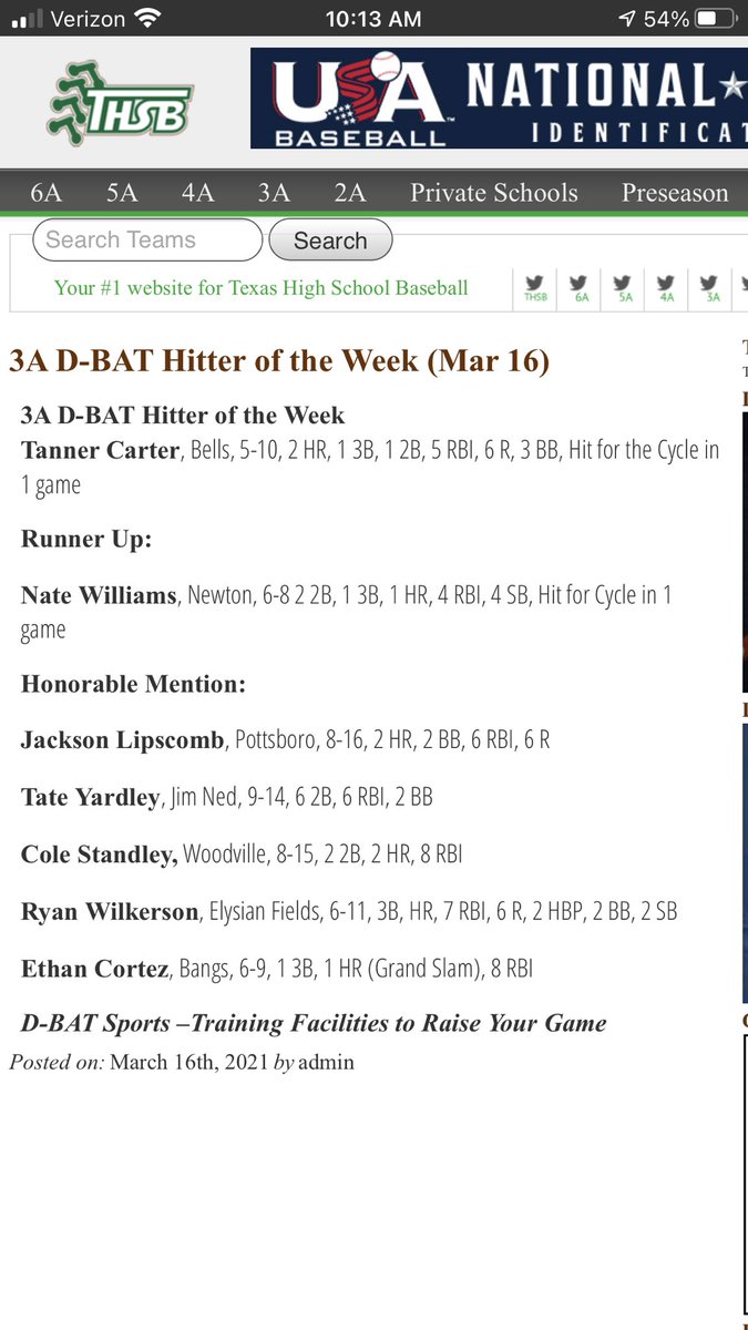 Congratulations to @ryan_5509 for being names honarable mention hitter of the week!