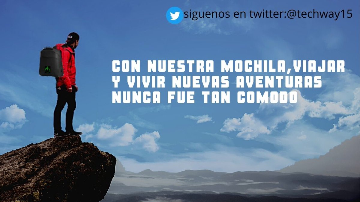Techway15's tweet image. ¿te gustaria ir de viaje sin sentir que llevas equipaje? 
¡pues ya es posible! 😝😝 Con nuestra mochila TECH WAY, viajr y vivir nuevas aventuras nunca a sido tan comodo. Consiguela en nuestras tienda web: techwaytechnology.com o en nuestras tiendas fisicas #techwayshop 🛒🛒🛒