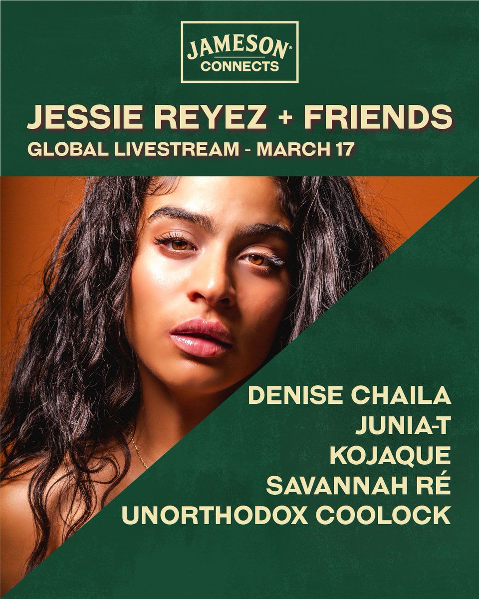 u_gigs's tweet photo. Happy St Patricks Day! Check out Jessie Reyez + Friends live-streaming gig, sponsored by Jameson Whiskey. Register for free tickets here:
https://t.co/3EvoJ78cHw
.
.
.
#StPatricksDay2021 #StPatricksDay #jessiereyez #livestream #livestreamconcert #ugigs #ugigsstream https://t.co/OuE7MEC1y9