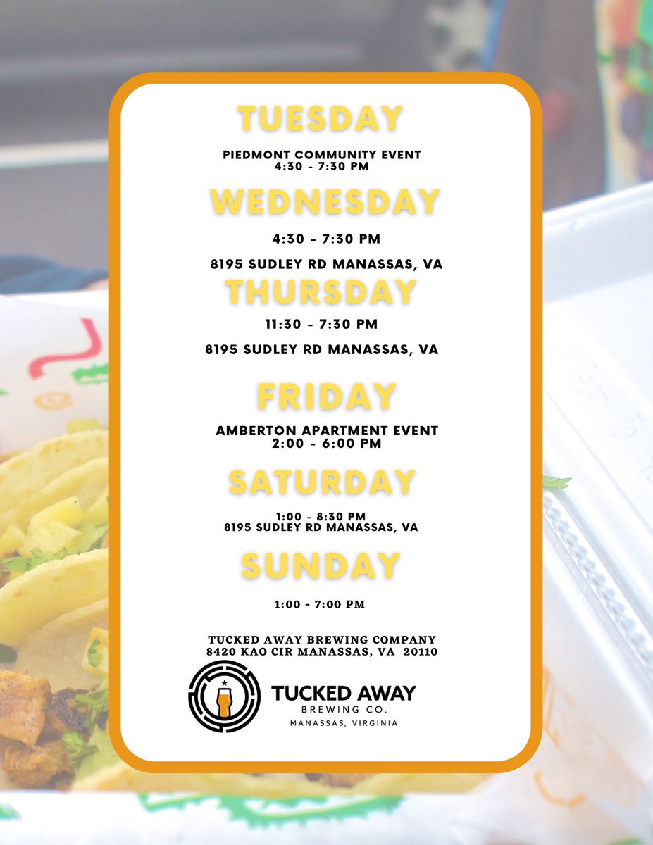 donsebastacos's tweet photo. THIS WEEKS SCHEDULE COME AND ENJOY OUR NEW BIRRIA TOSTADAS https://t.co/oj1rhdGTGR