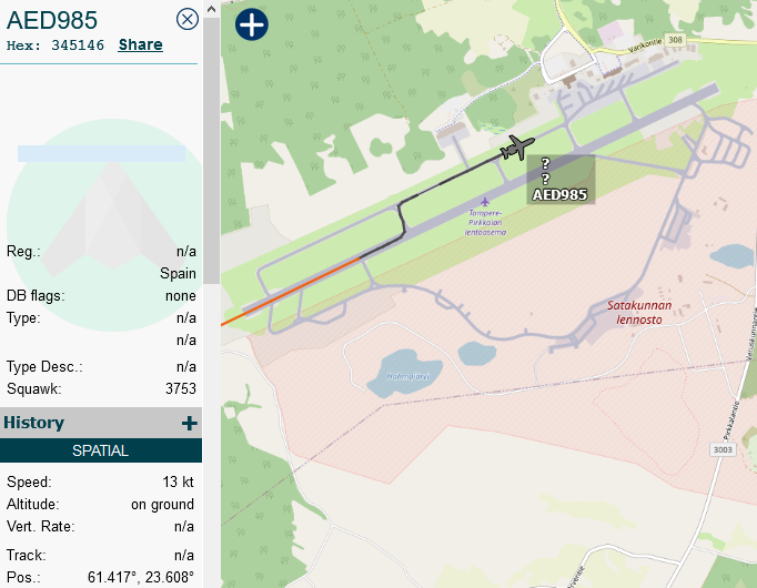 SirListenalot's tweet photo. Future RCAF #C295/#CC295 MPA hex 345146, test reg EC-004 (future serial 295502) as EADS CASA flight #AED985 left Sevilla yesterday and arrived today at Tampere, Finland after nightstop in Nordholz, Germany. 
All Canadian markings covered.📷via Facebook
h/t @hermola9 https://t.co/azBon9uBUt