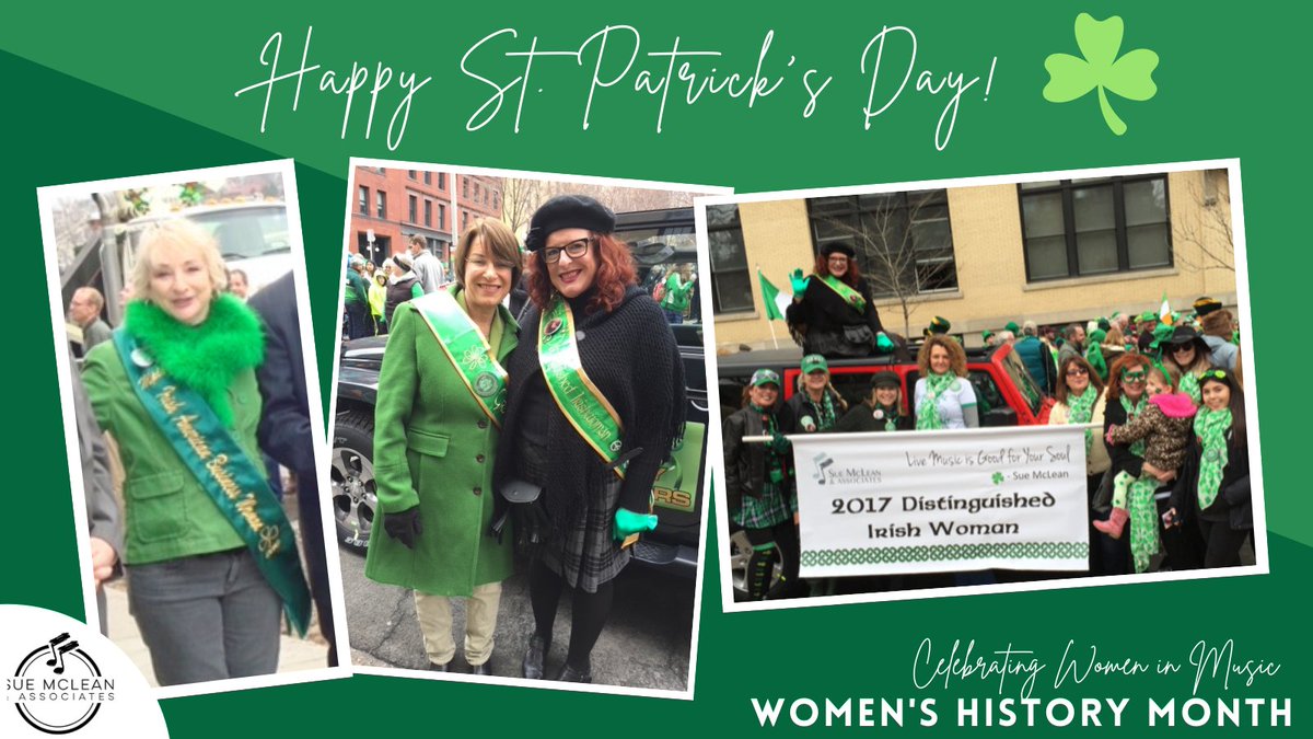 SueMcLeanMusic's tweet photo. #HappyStPatricksDay☘️Today we celebrate Sue McLean, named 2010 Irish Business Woman in Mpls. + Patricia McLean, named 2017 Distinguished Irish Woman + @amyklobuchar, who championed the #SaveOurStages Act, supporting independent promoters. #Slaint! ☘️#WomensHistoryMonth #Throwback https://t.co/o640gdO5jf