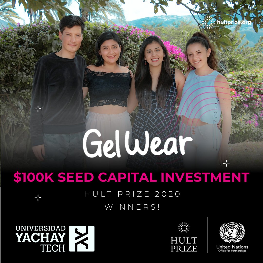 Gracias a todos los que nos apoyaron a lo largo de este sueño que fue crear GelWear y dejar en alto el nombre del Ecuador 💪♻️🚼🇪🇨 ¡Este logro es dedicado para ustedes!

Ganadores de los $100K Seed Capital Investment de la competencia global <a href="/hultprize/">Hult Prize</a>