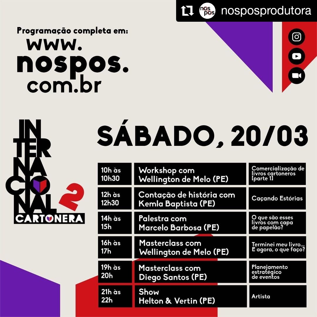 malhafinacarton's tweet photo. Amanhã (18) começa a 2a Internacional Cartonera! A programação está repleta de atividades!
Confira nas imagens abaixo e no site da @NosPos o que vai rolar em cada dia: https://t.co/zzGuwUTrXr https://t.co/EpU1yronGR