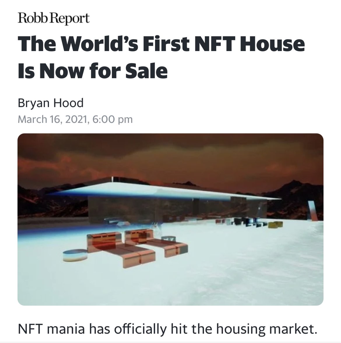 Imagine having a mortgage on a digital house