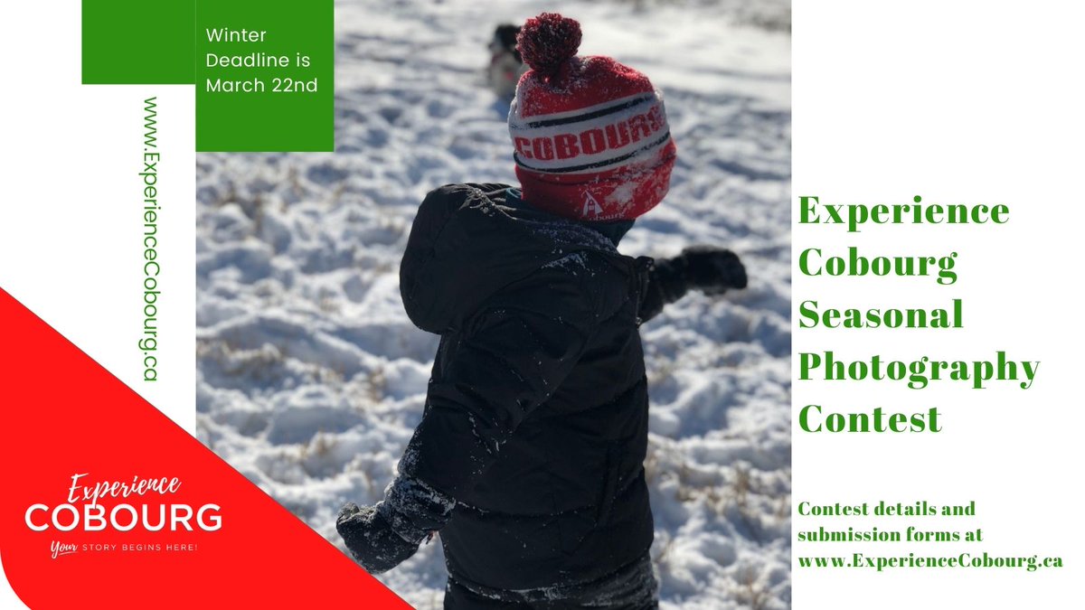 SEASONAL PHOTOGRAPHY CONTEST: Don't miss the winter deadline for our Seasonal Photography Contest. Send us your beautiful winter photos!
Visit ExperienceCobourg.ca for full contest details and submission forms. 
<a href="/NorthumberlandT/">Northumberland Tourism</a> <a href="/TedAmsdenPhoto/">Ted Amsden</a> <a href="/AGN_Cobourg/">Art Gallery of Northumberland</a> @myprojectlola