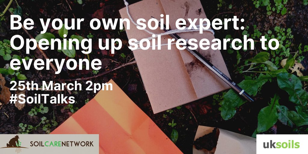 uksoils's tweet photo. Come and join our next #SoilTalks with the Soil Care Network! 

🗓 25 March 2pm

'Be your own soil expert: Opening up soil research to everyone' - Discussing the value in democratising #soil research &amp; what that might look like 🌿📝

Register: https://t.co/uGUSzID2g9 https://t.co/waXnQfH0df