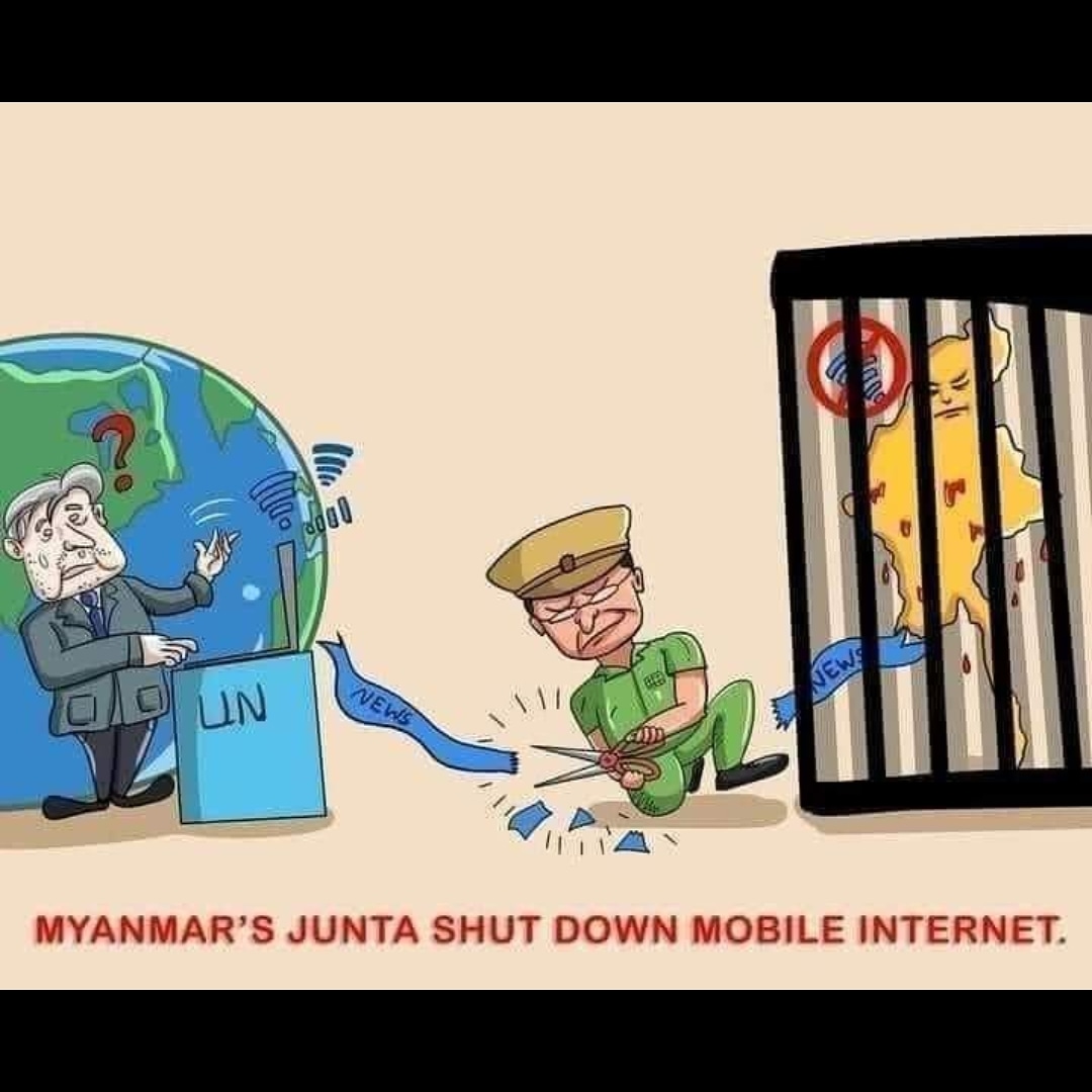 SITHUKYAW2001's tweet photo. No internet in Myanmar. ❗❗❗
The fcking military is cutting myanmar mobile internet. Please, help us
미얀마에는 인터넷이 없습니다.
망할 군대는 미얀마 모바일 인터넷을 절단하고 있습니다. 제발 도와주세요
#SaveMyanmar
#WhatsHappeninglnMyanmar
#WeNeedInternet
#WeNeedDemocraycy https://t.co/J3wI9uOLPt