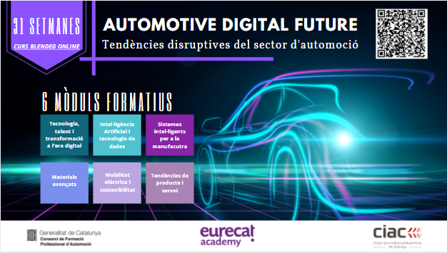 CIACnews's tweet photo. A la vostra empresa treballeu en àmbits tècnics o de producció en el sector de l’automoció? Apunteu-vos al itinerari formatiu exclusiu per a les empreses sòcies del CIAC: Automotive Digital Future! @Eurecat_learn @gencat 

👉Escanejeu el codi QR https://t.co/DslTgI3BsM