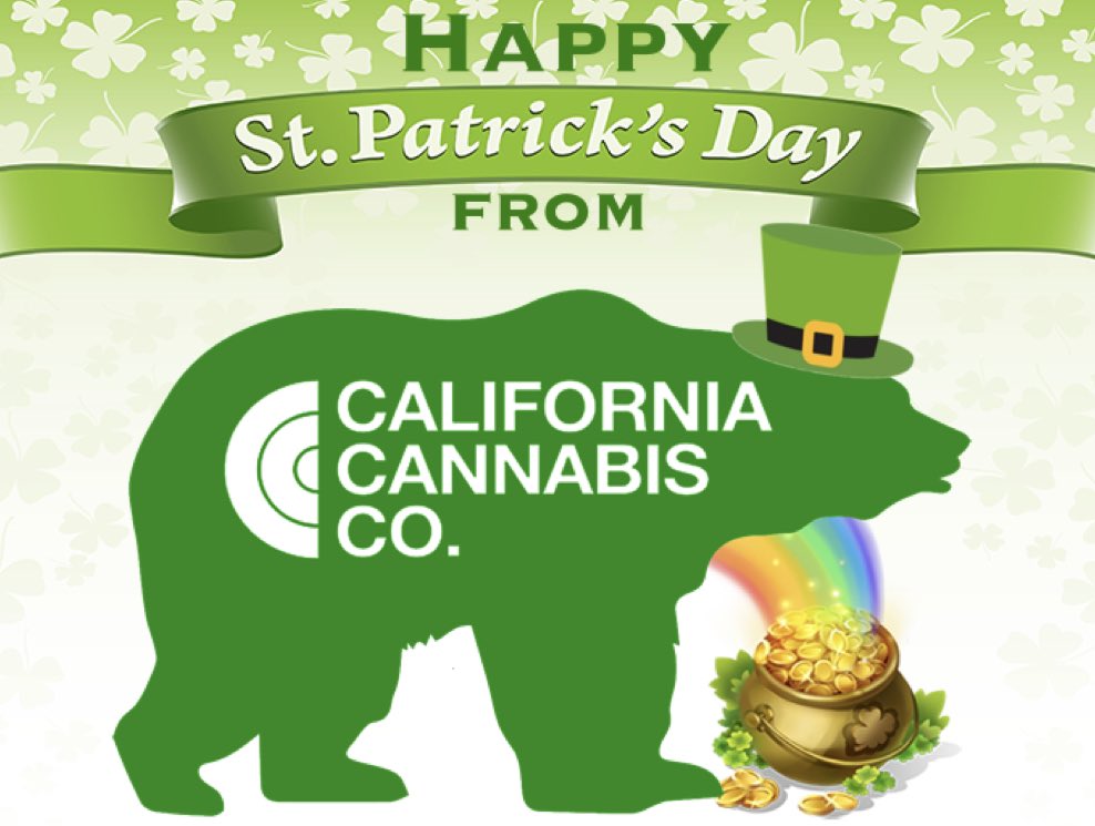 CaliCannabisCo's tweet photo. Happy St. Patrick’s Day! 🍀 
To celebrate today our first 50 orders get a free St. Patrick’s Day Green C3 Sticker!  We are also throwing you all the deals: 

*Catalyst - buy an 1/8, get an 1/8 for 25% off

*Heavy Hitters fire sale

*Lagunitas buy 1, get 1 for $1 https://t.co/f1MmJWLB6M