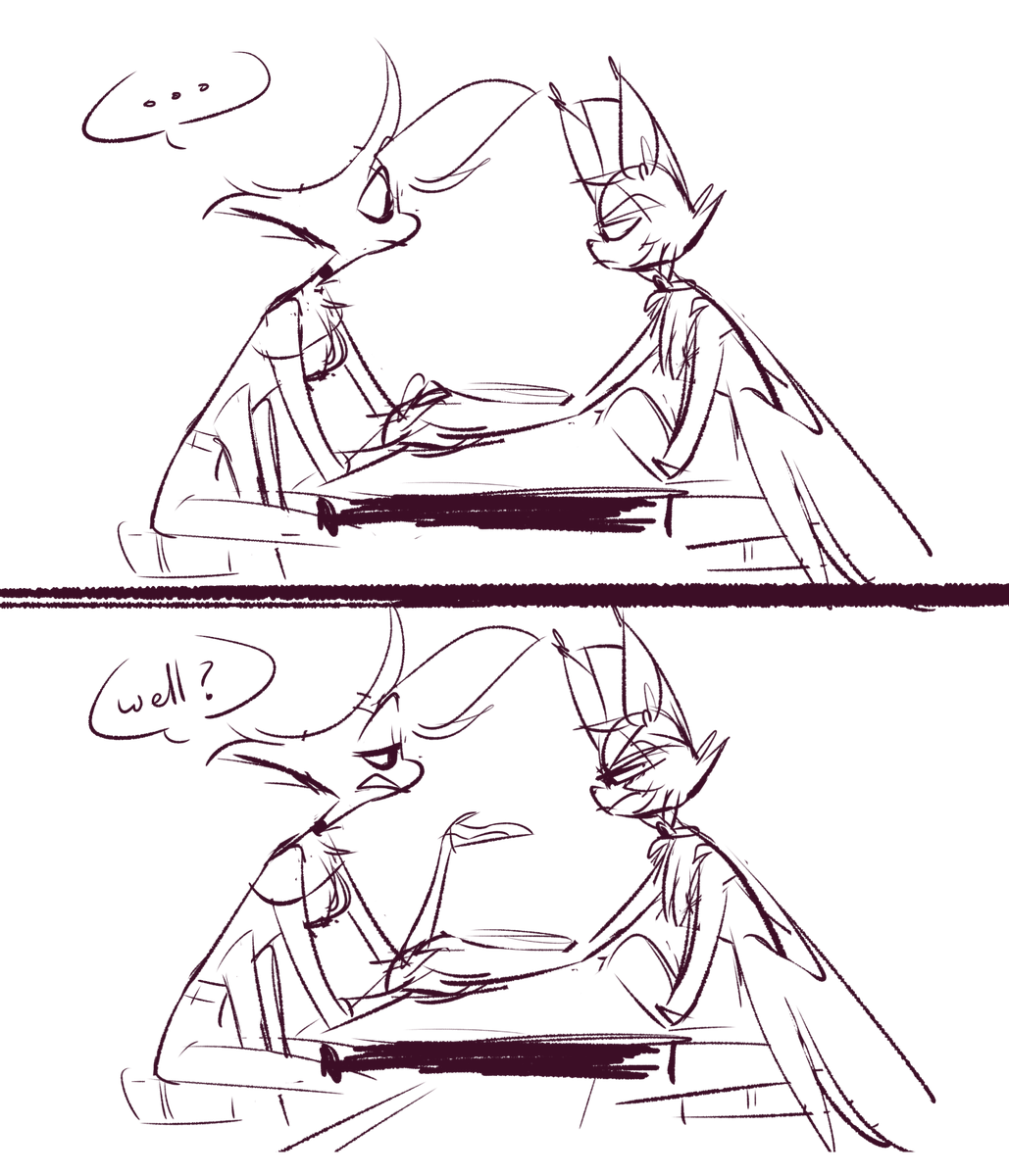 Been so busy with school and haven't been posting in a while, so why not post some wips i've abandoned a long time ago XDDD
#HazbinHotel #HazbinHotelFanart #HazbinHotelAngelDust #HazbinHotelHusk #huskerdust #angelhusk
